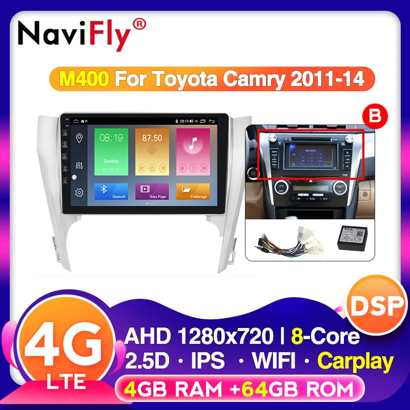 Автомобильный мультимедийный плеер IPS DSP 4G LTE Android 10 для Toyota Camry 8 50 55 2011 2012 2013 2014 |