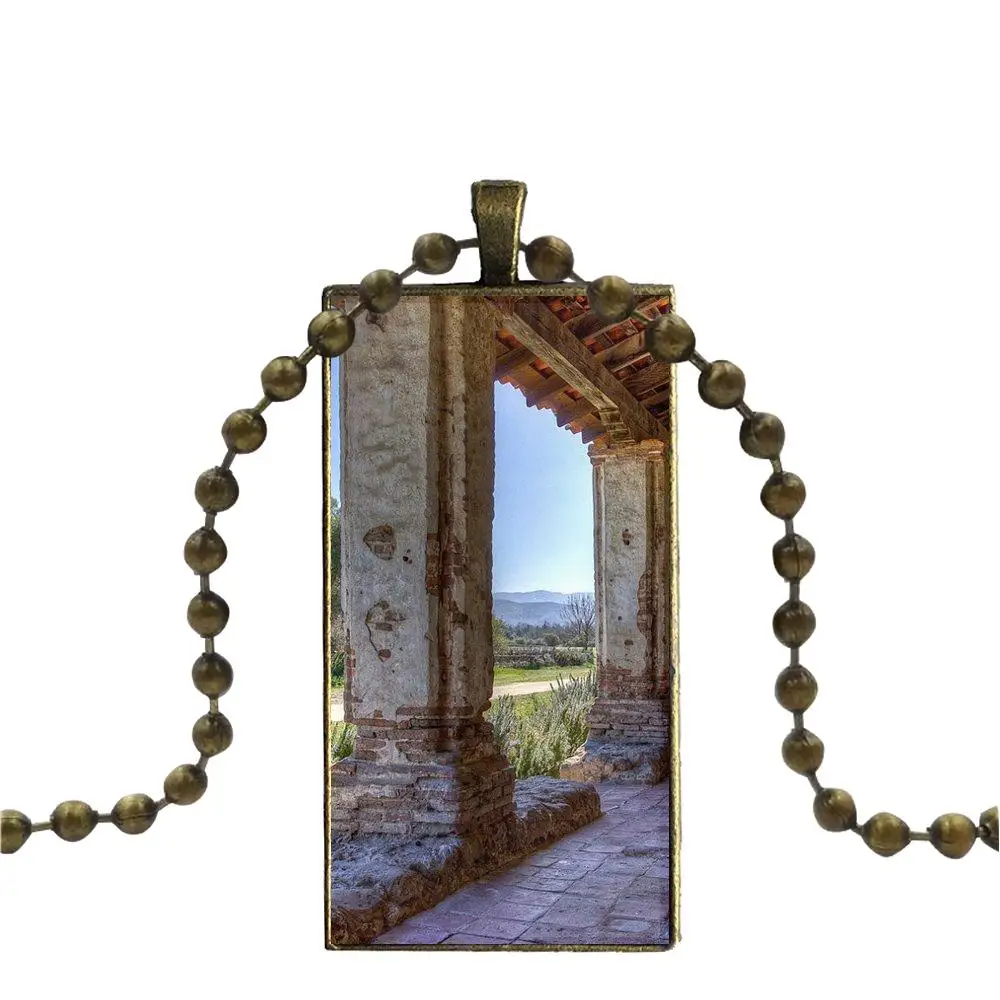 Ожерелье с бронзовым покрытием стекло кабошон чокер Длинная подвеска