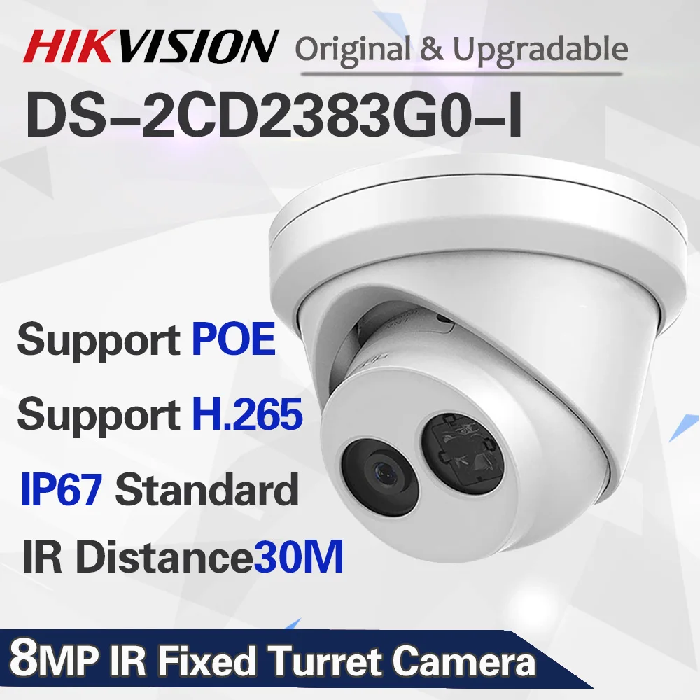 Hik английская Новая камера видеонаблюдения POE наружная DS-2CD2383G0-I 8MP IR 30m Поворотная ip-камера H.265+ с 2 анализами