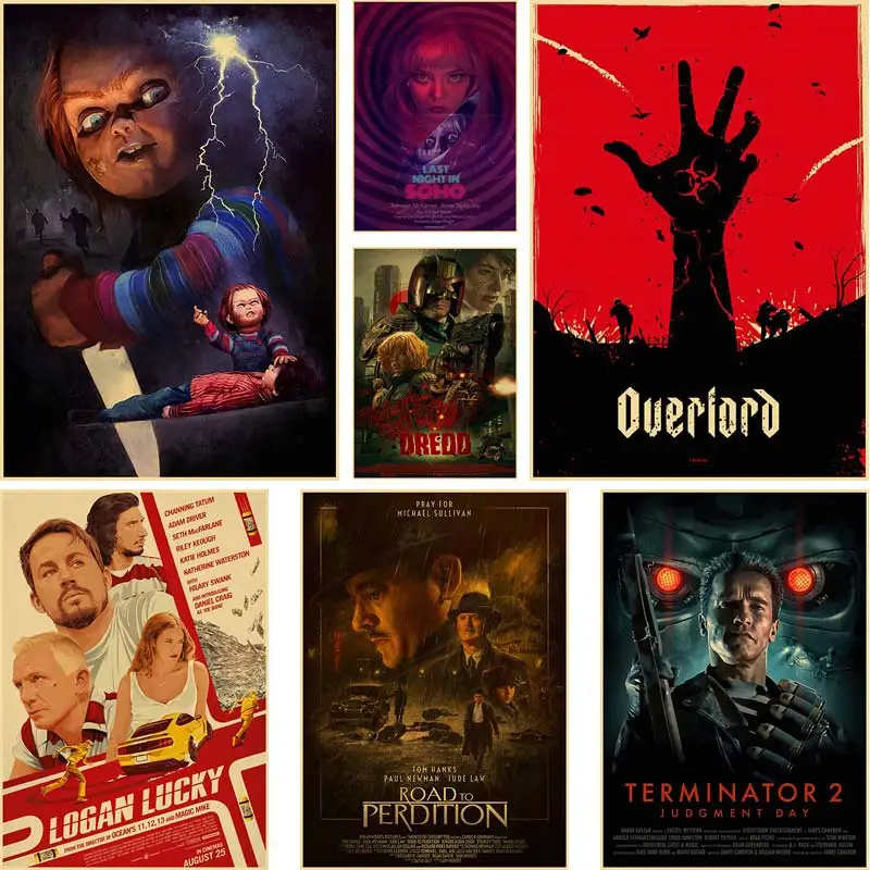 

Classic Movie Series Posters and Prints Kraft Paper Retro Film Poster Wall Art Painting Pictures for Home Room Bar Decor Gift