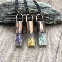 natural crystal quartz healing energy stone gravel perfume essential oil diffuser roll on bottle pendant necklace women gift