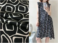 high grade printed fashion fabric new irregular geometric print 140cm wide stretch natural silk satin skirt shirt pajamas fabric