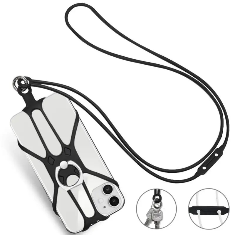 Universal Lanyard For Phone Silicone Sports Strap Neck Hanging Rope Sling Chain Mobile Case With Holder | Мобильные телефоны и