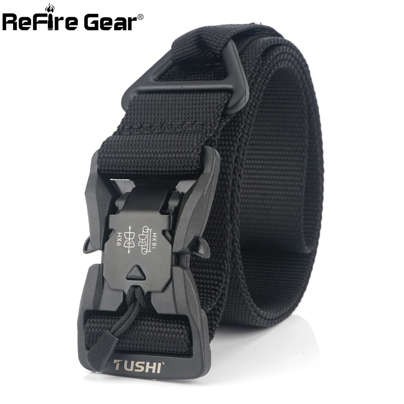 

ReFire Gear Nylon Belts Men Magnetic Airsoft Military Tactical Belt Army Combat Heavy Duty Quick Release MOLLE System Waistbands