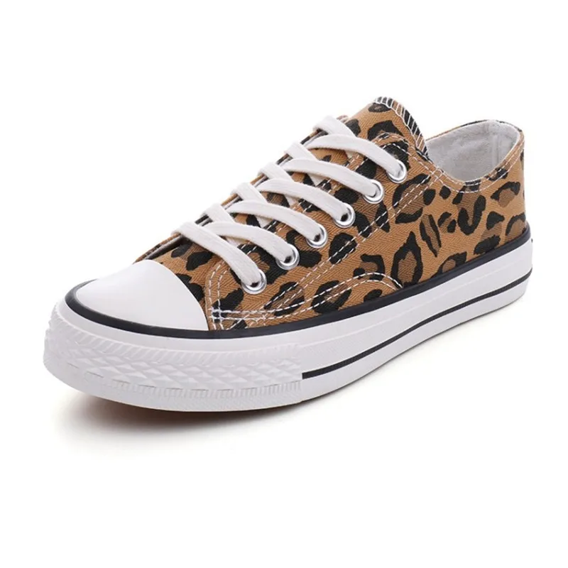 Женская обувь Сезон весна лето Леопардовая парусиновая с высоким берцем