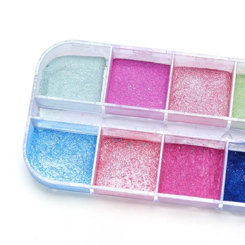 

12 Colors Ultrafine Glitter Nail Art Shimmer Powder Dust Coating Pigment DIY Manicure Decoration Beauty Eyeshadow Cosmetic Tools