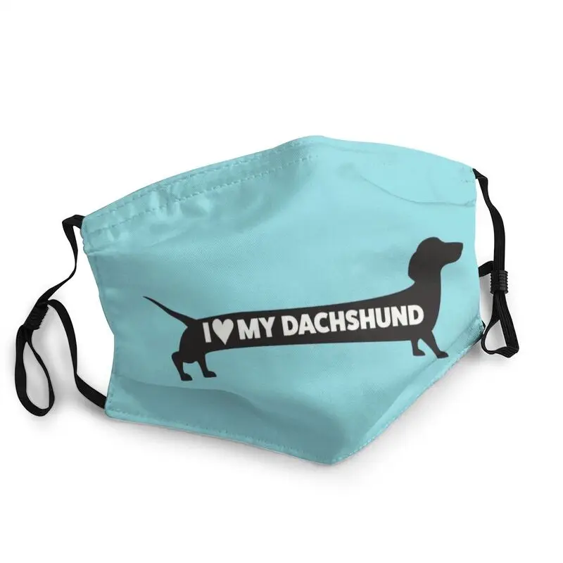 

I Love My Dachshund Breathable Mouth Face Mask Adult Badger Sausage the Wiener Dog Dustproof Mask Protection Respirator Muffle