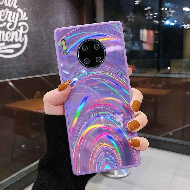 Радужный зеркальный блестящий чехол для телефона Huawei Mate 20 30 P20 P30 P40 Pro Lite Мягкий из