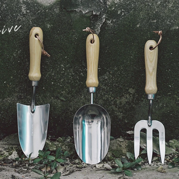 

Garden Tool Set 3 Piece Cast-Aluminum Heavy Duty Gardening Kit Includes Hand Trowel Transplant Trowel