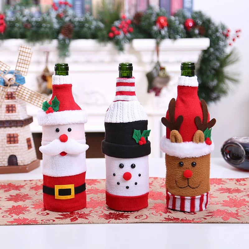 

2019 Christmas Santa Claus Snowman Elk Wine Bottle Cover Bags Xmas Party Holders Ornament Merry Christmas Decoration For Home