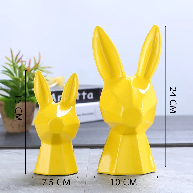 

Nordic Art Creative Simple Ceramic Rabbit Ornaments Vivid Modern Animal Head Home Soft Room Decoration Crafts