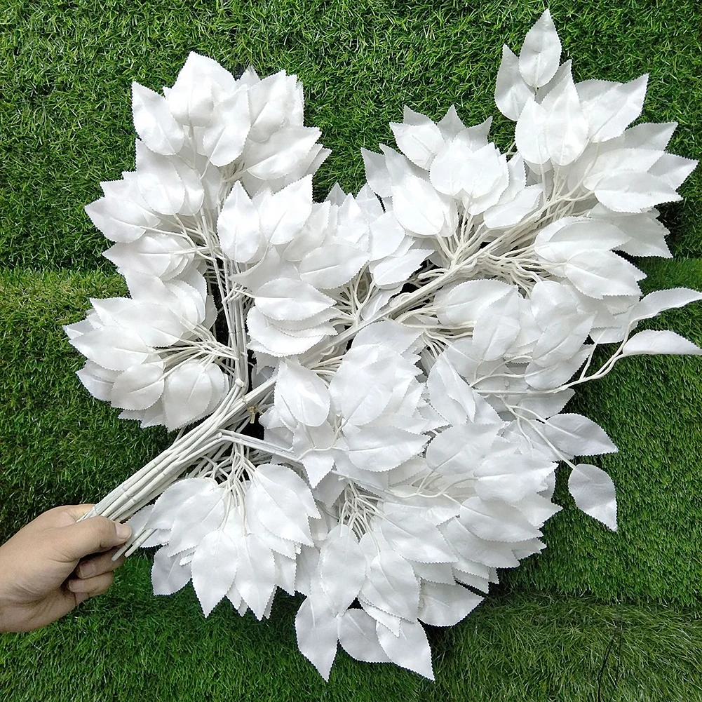 

12 Pcs Artificial Plants Simulation Ficus Leaves Branches Garden Engineering Landscape Leaves Decoration