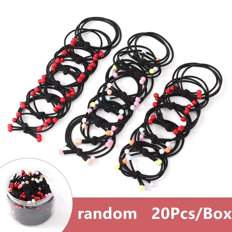 Random 20pcs Box 20 шт./кор. Для женщин и девочек эластичные резинки для волос, резинки для волос резинки конфеты красный бусины заколки для волос модные аксессуары для волос - Цвет: Random 20pcs Box