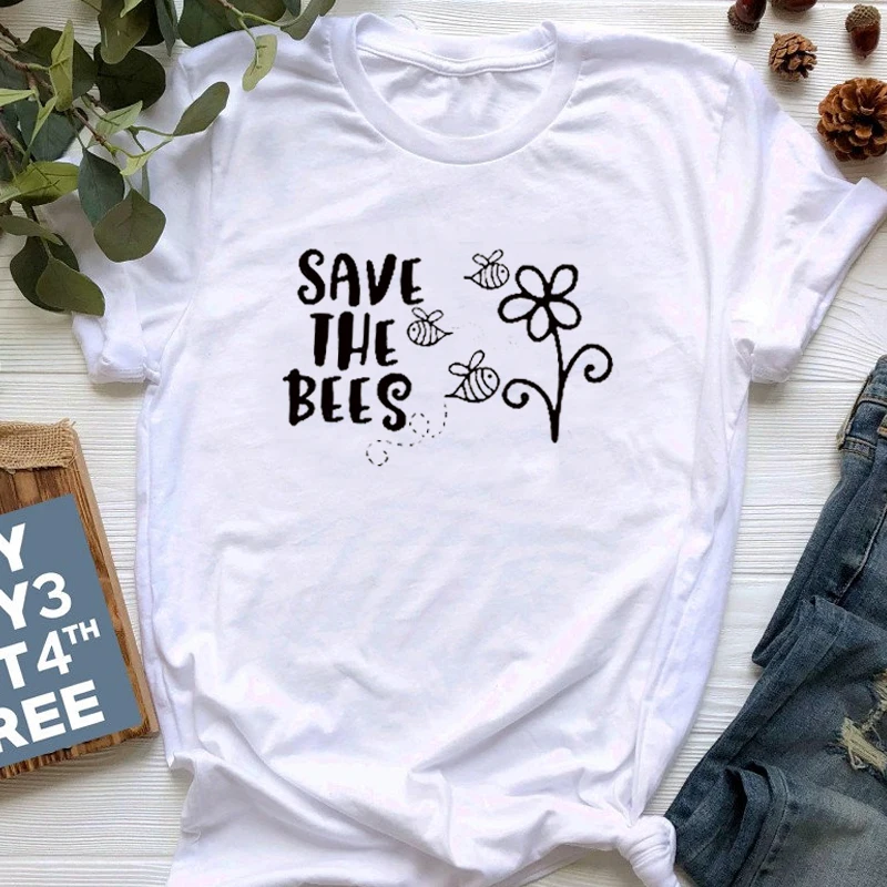 Save The Bees женские рубашки эстетическая сохраняет нашу планету зеленая футболка