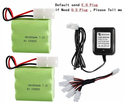 Арбузно-красный Разъем Tamiya) Ni-MH 7,2 v 1800mah аккумулятор+ зарядное устройство для радиоуправляемых игрушек, автомобилей, танков, поездов, роботов, лодок, пистолетов AA 7,2 v перезаряжаемый аккумулятор - Цвет: Арбузно-красный
