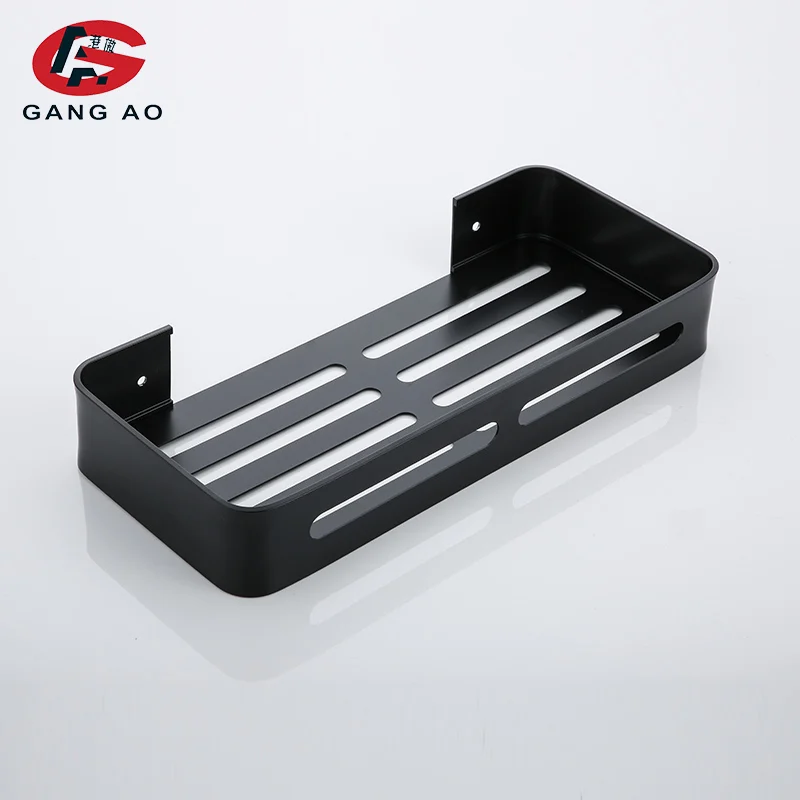 

Bathroom Black Shelf with Towel Bar Space Aluminum Corner Shelves Towel Rack with Hook Shampoo Holder Kitchen Storage Rack