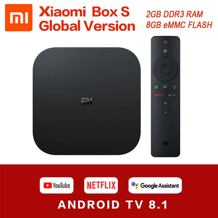 ТВ-приставка Xiaomi Mi Box S 4K HDR Android TV 8 1 2G 8G WIFI Google Cast Netflix телеприставка 4 медиаплеер |