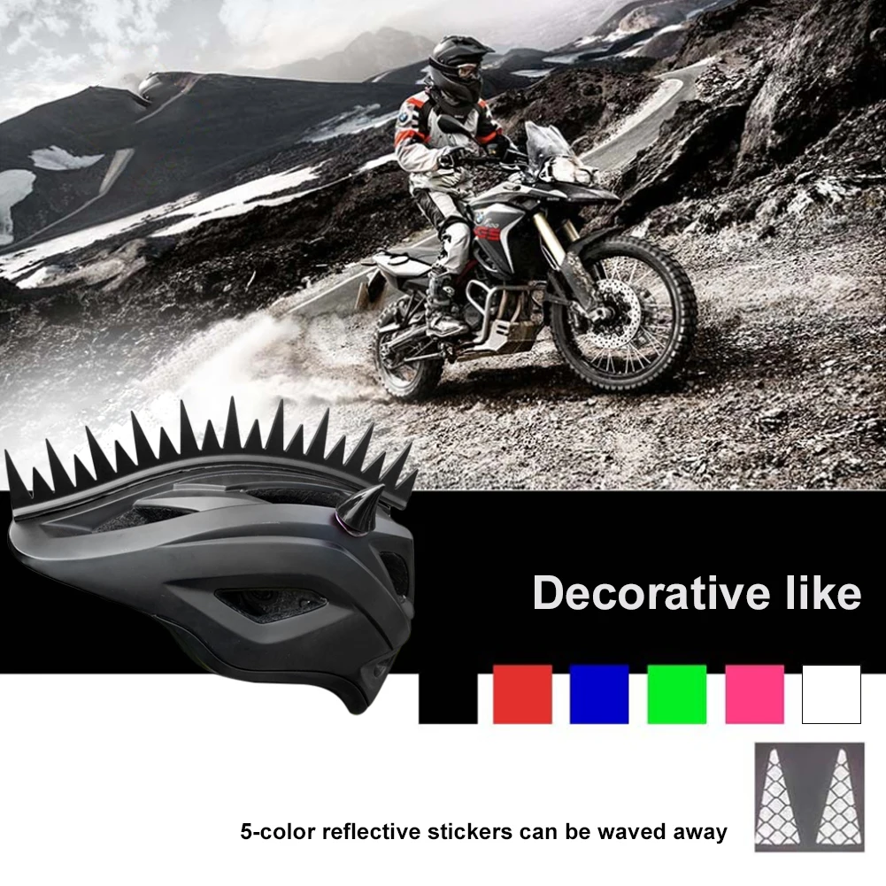 

Reflective Rubber Mohawk Spike Strips Arch Motorcycle Helmet Dirt Biker Motocross Helmet Sticker Decoration