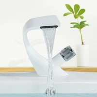 creative waterfall white basin faucet hotcold water single holder bathroom sink mixer taps home improvement kitchen accessories