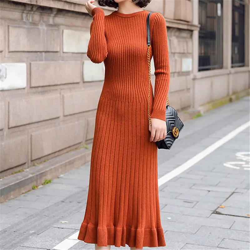 Корейское платье Swearer женское трикотажное элегантные женские облегающие платья