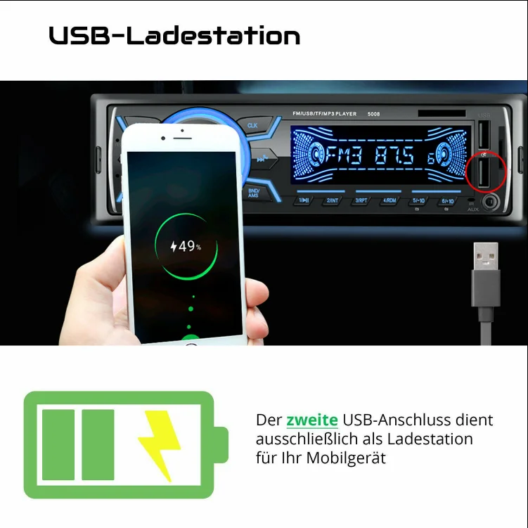2021 автомобильный Bluetooth совместимый радиоприемник с громкой связью двойной USB TF AUX