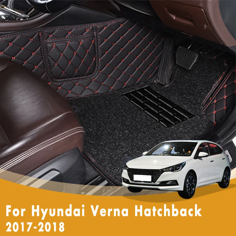 

RHD Car Floor Mats For Hyundai Verna Hatchback 2018 2017 Double Layer Wire Loop Car Protect Custom Waterproof Decor Carpets Rug