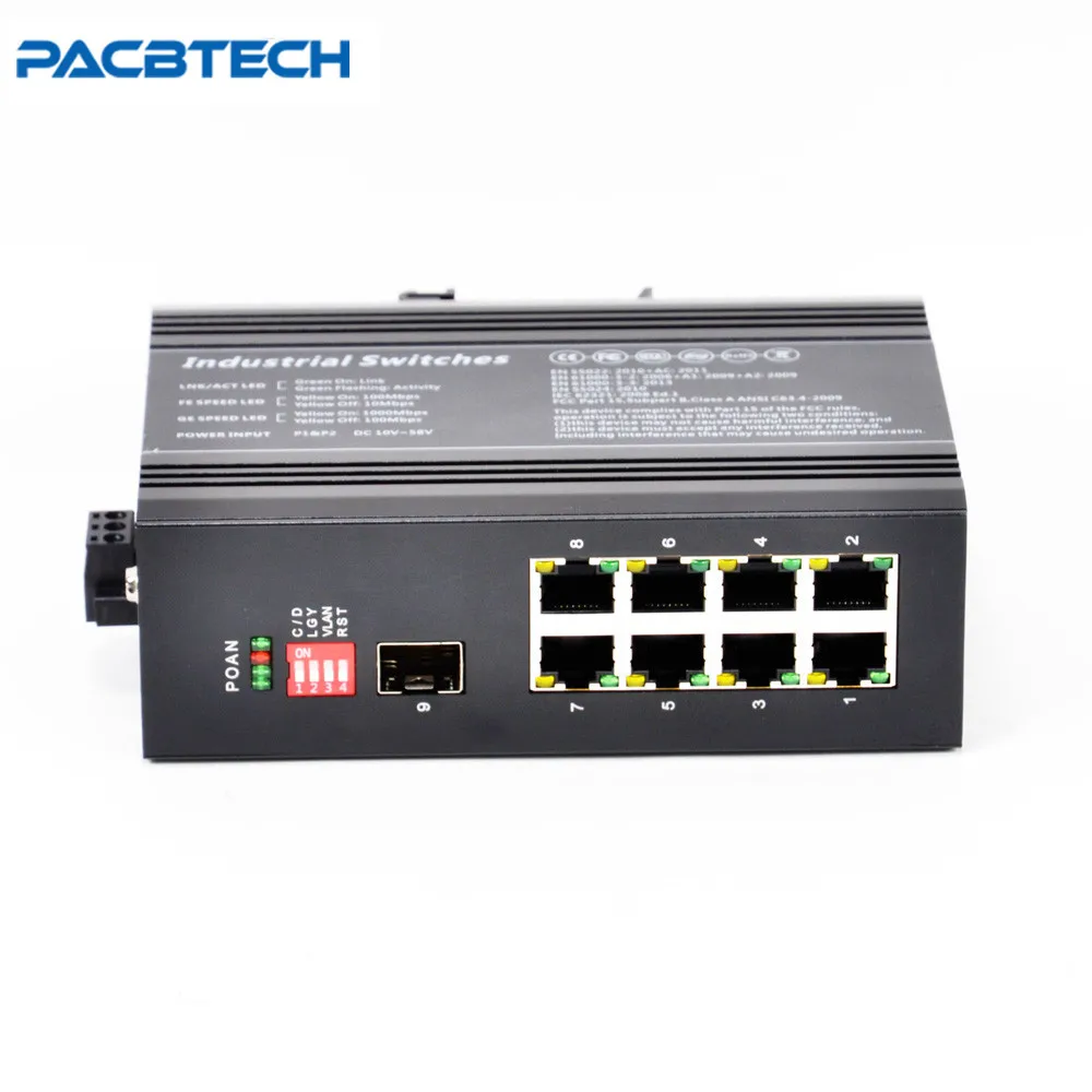 

1000M Industrial 8POE Fiber Switch Unmanaged 8POE+1SFP Slot Fiber Optic Switch