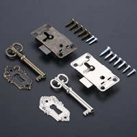 antique iron door lock drawer jewelry wood box cabinet wardrobe cupboard door furniture hardware silverblack lock and key
