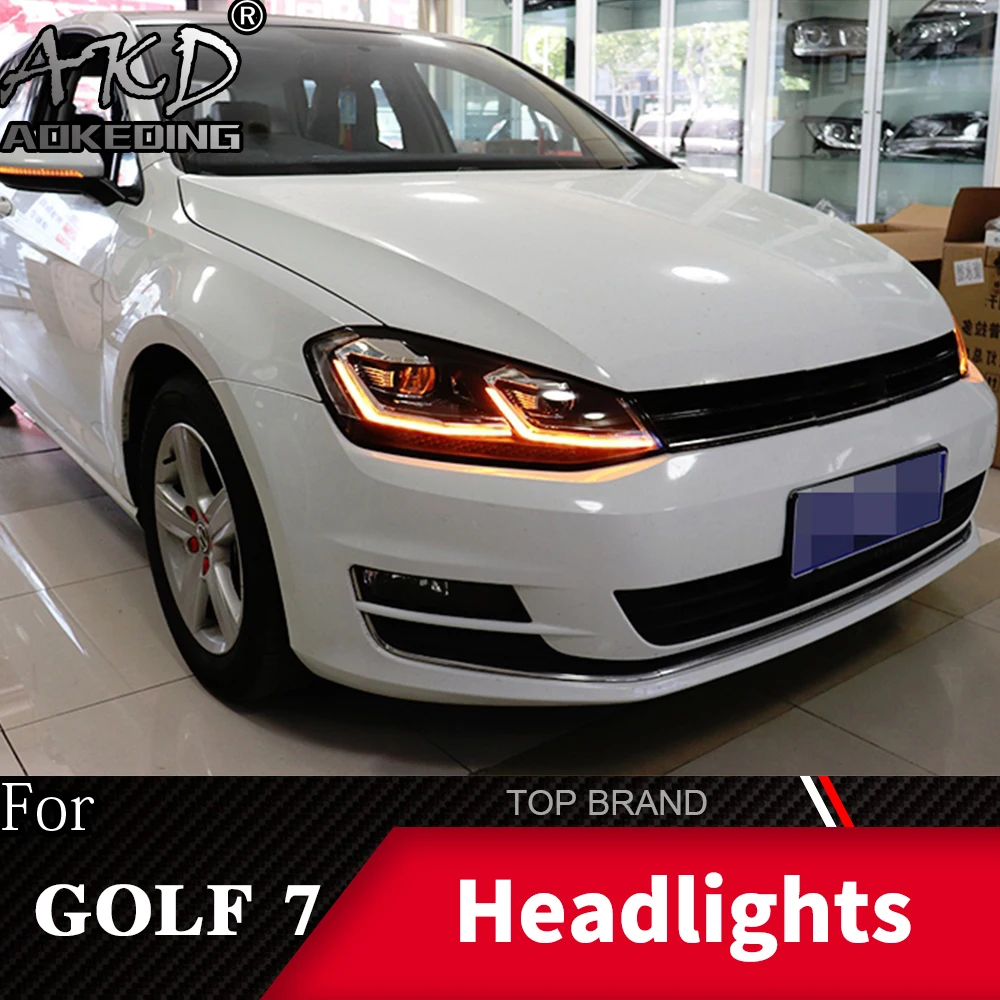 Передняя фара для VW Golf 7 MK7 головной светильник Гольф 5 r образный дизайн туман день