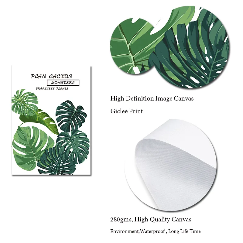 Постеры и принты с тропическим листом зелеными растениями скандинавский