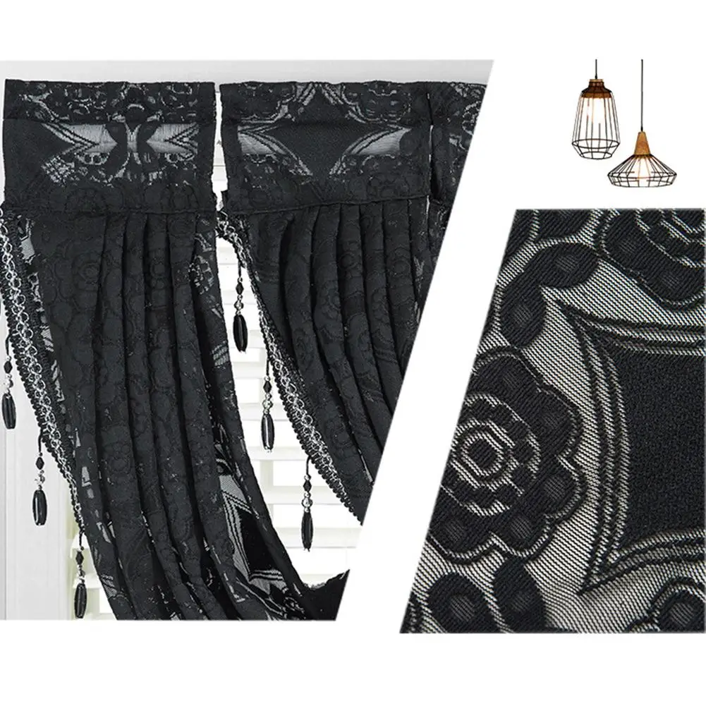 

Solid Color Lace Design Kitchen Short Curtain Window Valance Drape Home Decor