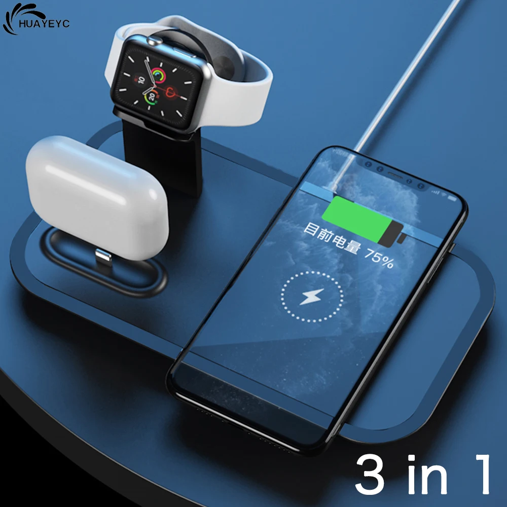 

3 in1 Wireless Charger For iphone 12 Pro X XS Max XR Apple iWatch SE 6 5 4 3 2 Airpods Pro QI Fast Charger Stand For Samsung S20