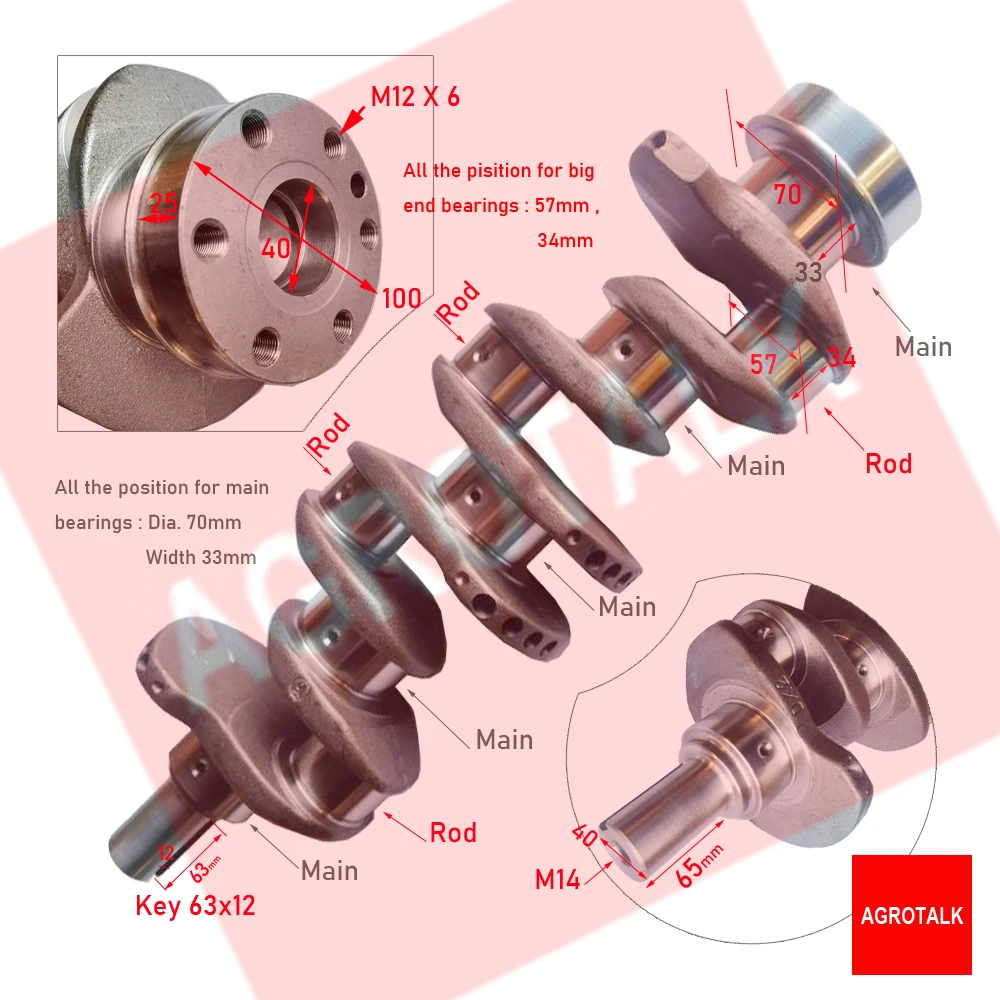 Коленчатый вал для Yituo Yangdong engine Y4BG / Y490G Y495D Y4100D номер детали: | Инструменты