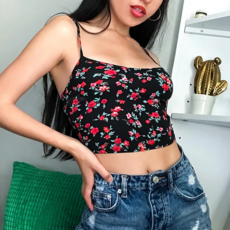 

2020 sleeveless print sexy crop tops summer women fashion streetwear outfits camis