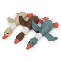 cute linen plush toys squeaky pet gooes animal toy dog chew squeak duck toys whistling cleaning teeth toy chew training supplies