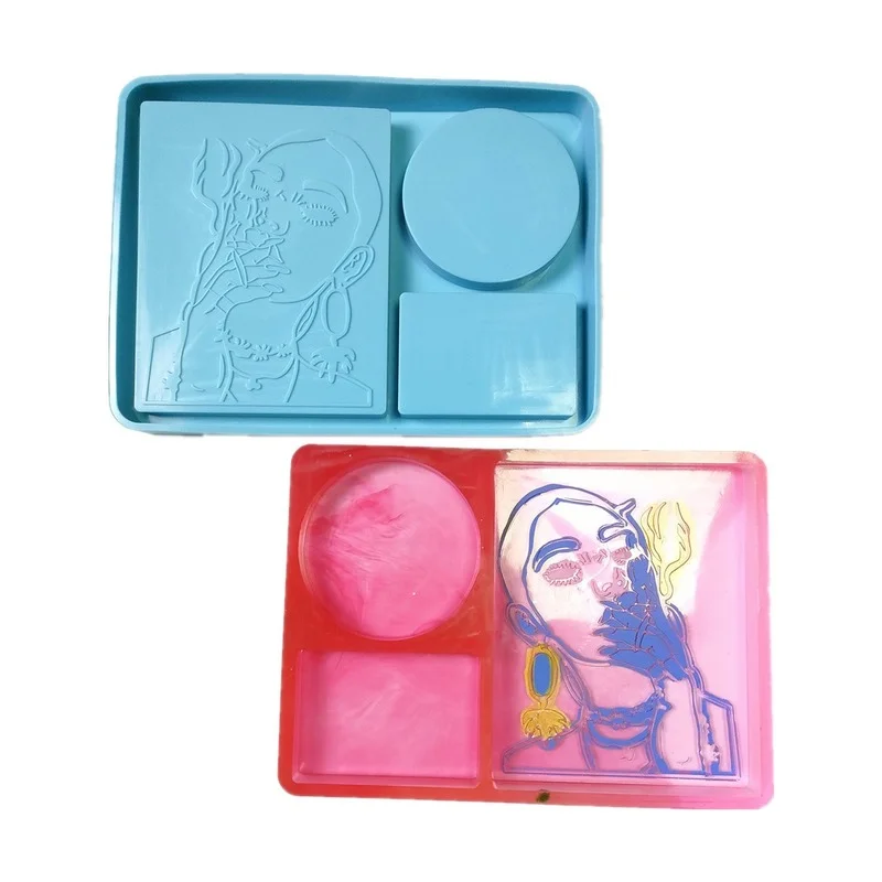 

New DIY Marilyn Monroe Cosmetic Case Epoxy Mold Tray Mirror Silicone Mold
