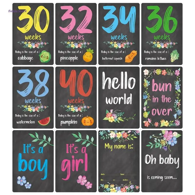 

24 Sheets Milestone Photo Sharing Cards Floral Baby Age Cards Memorial Shower Gifts Newborn Photography Props