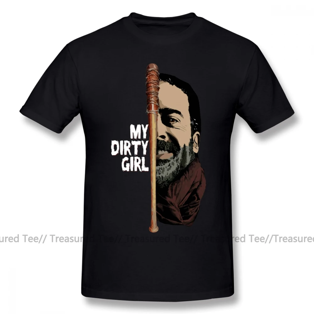 Футболка Negan Look At My Dirty Girl, футболка, модная футболка с принтом, забавная, 4xl, короткий рукав, 100 хлопок, Мужская футболка - Цвет: Black