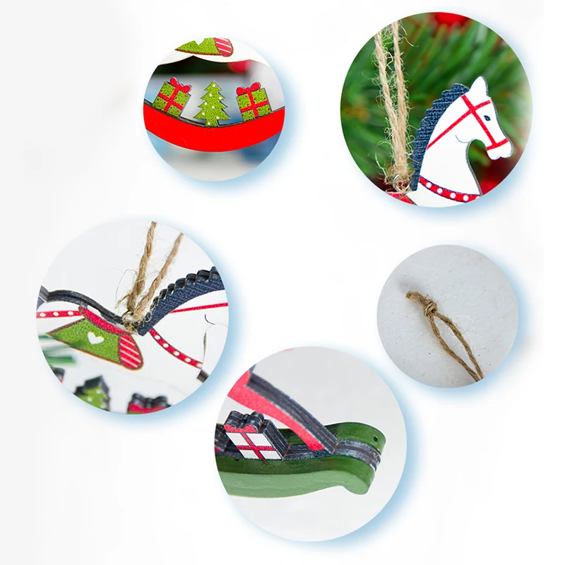 Рождественская елка лошадь кулон Рождественский цвет деревянная украшения