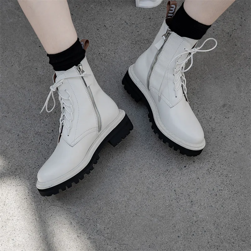 FEDONAS Классический с перекрестной шнуровкой женские ботильоны натуральная кожа