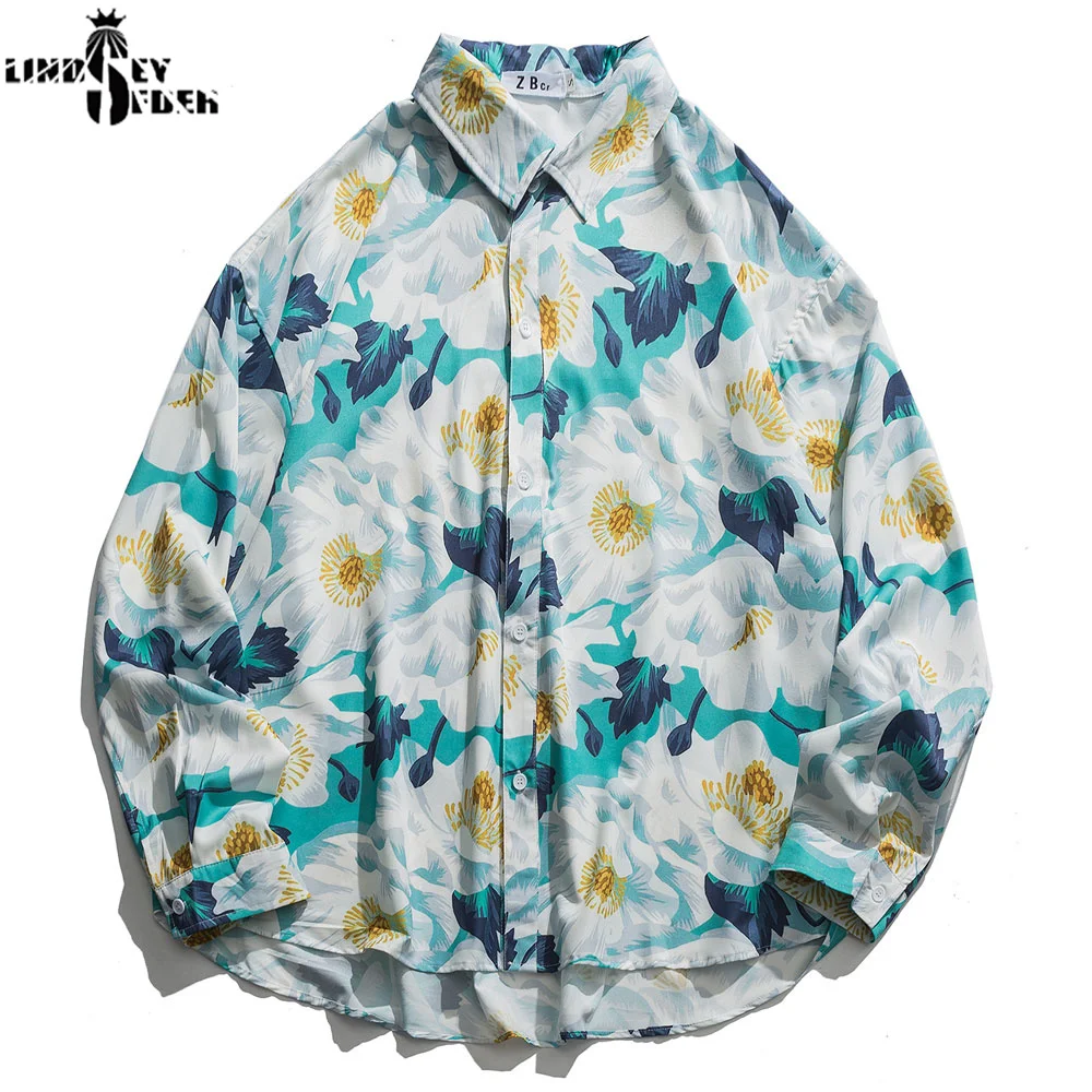 Lindsey Seader белая рубашка с большим цветком мужская длинным рукавом весна 2020 хип хоп