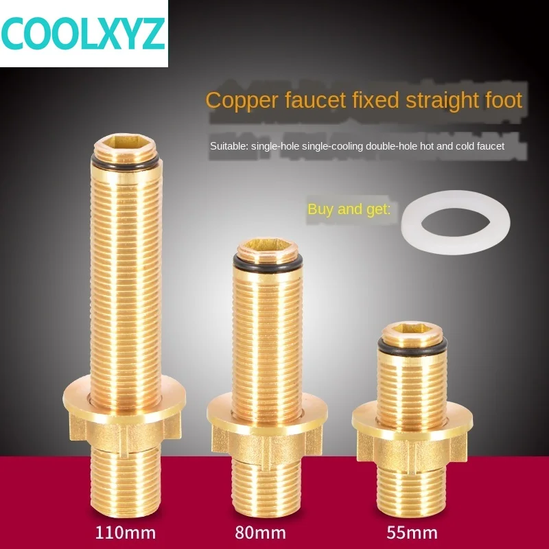 

Faucet Lengthened All Copper Fixing Parts Double Hole Basin Cold and Hot Fastening Screws High Feet 1/2 IN Nut Accessories