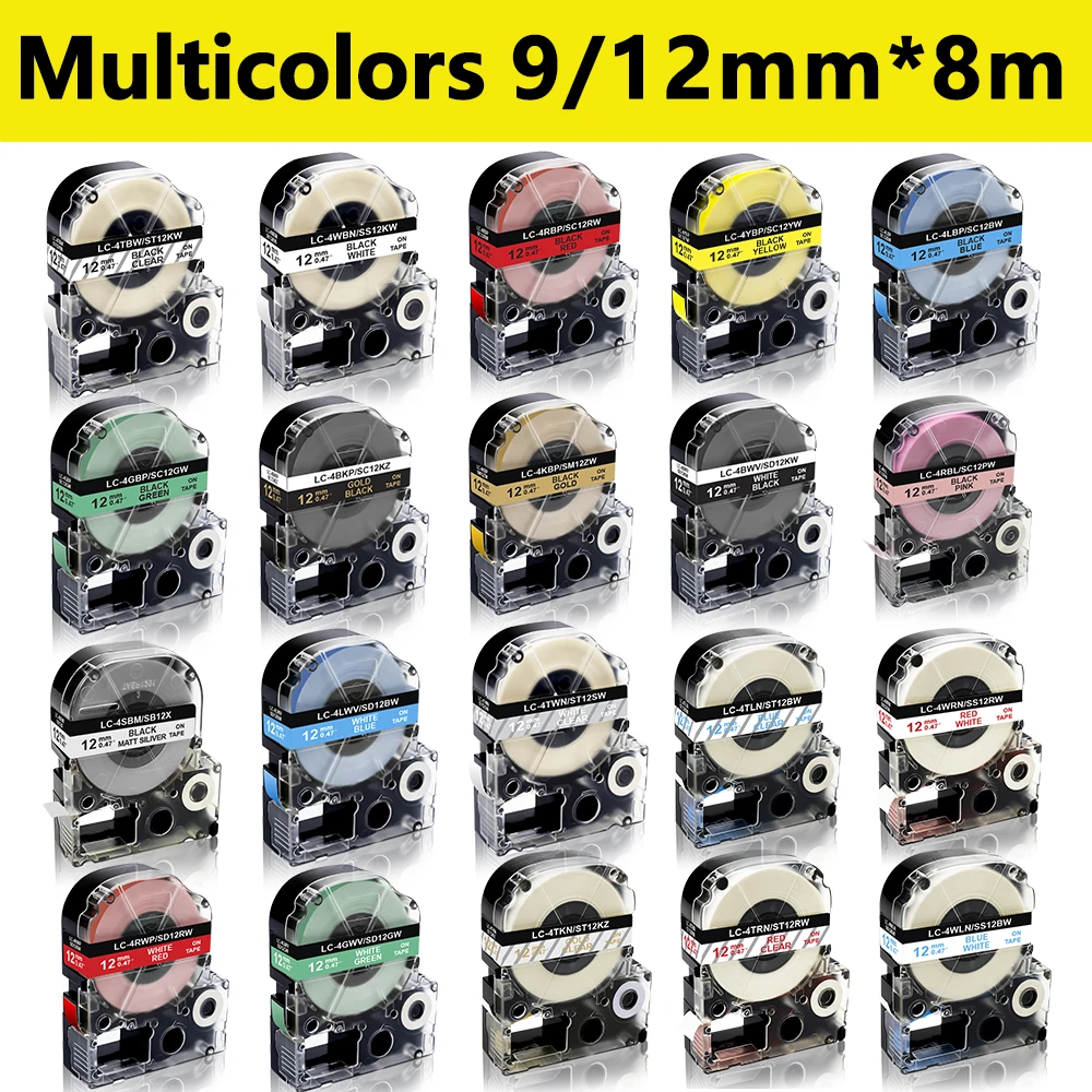 Labelwell 9/12 мм SS12KW ST12KW этикетка для Epson King Джим SC12YW SC12RW SD12BW SD12KW SC12PW запечатанных лент
