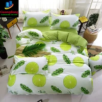 Green white lemon fruit summer Bedding Set Full King Twin Queen King Size 4Pcs Bed Sheet Duvet Cover Set Pillowcase Home textile