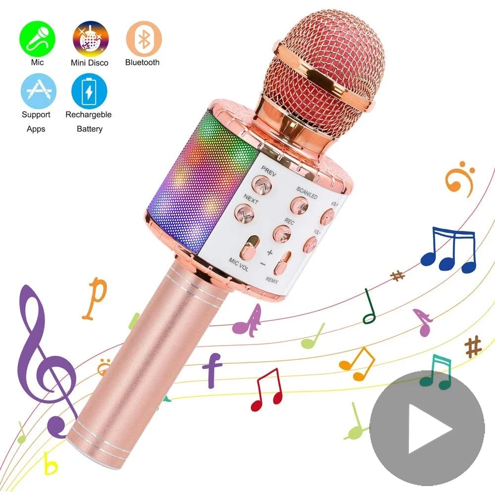

Condenser Bluetooth Wireless Karaoke Microphone Mic For Mobile Cell Phone Do Singing Mikrofon Home System Children DJ Microfon
