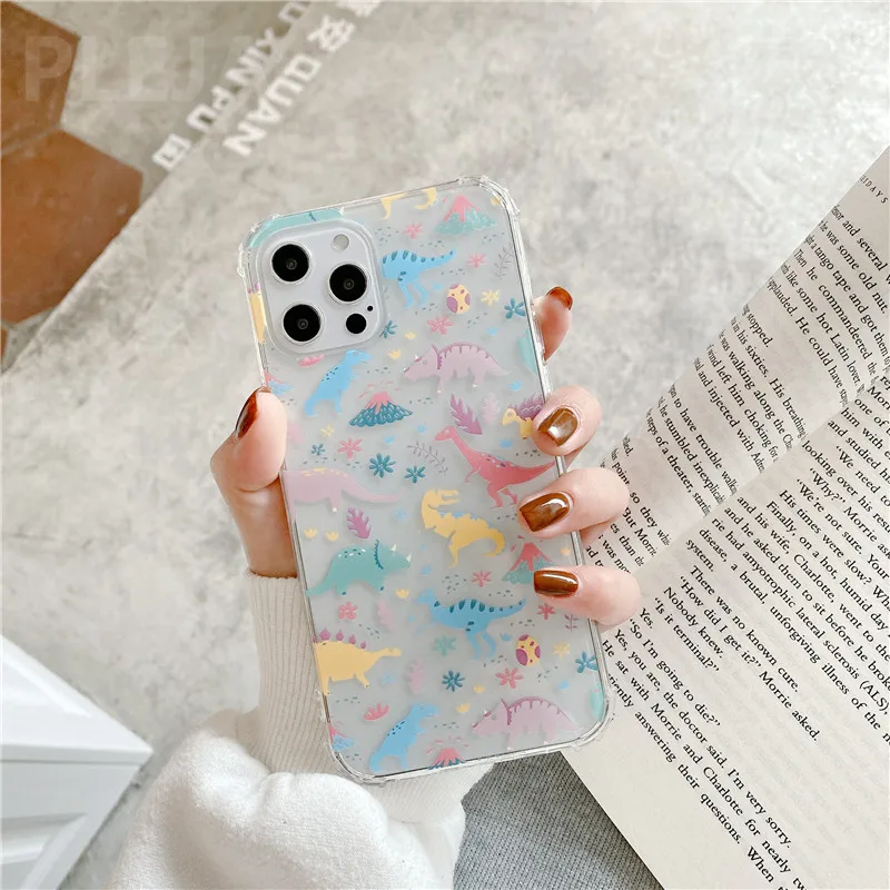 Чехол с милыми динозаврами для телефона Huawei P40 P30 P20 Lite Mate 30 Pro 20 P smart Nova 5t прозрачные
