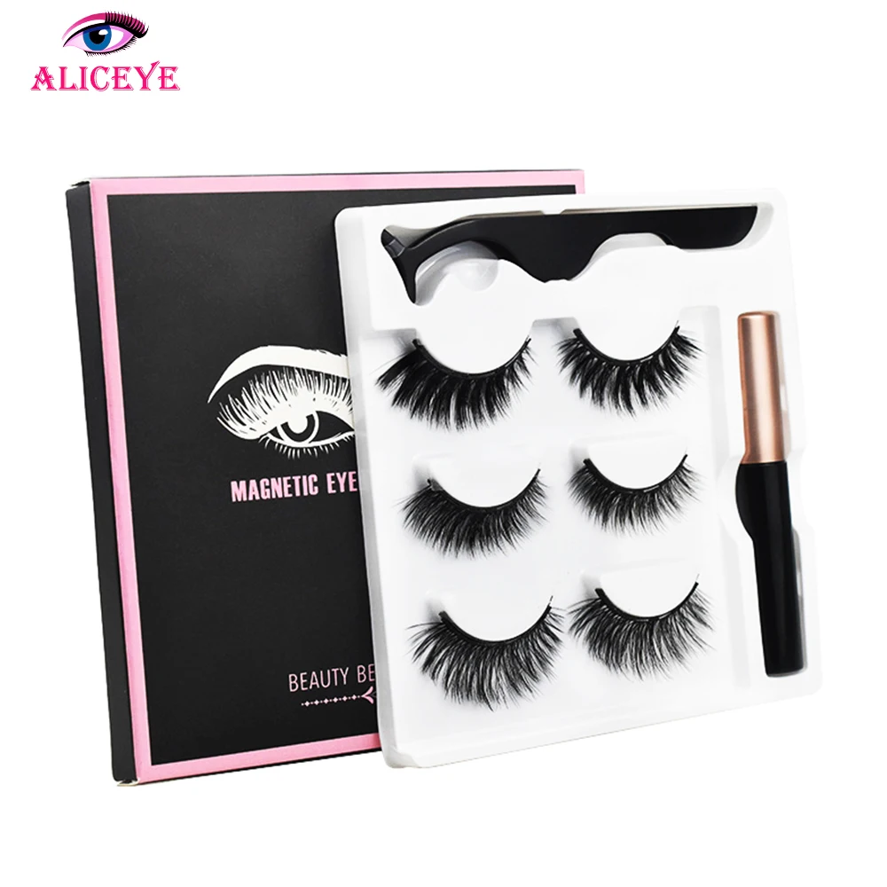 3d 25mm Long Mink Eye Lashes Magnetic False Eyelashes And Eyeliner Set Natural Fake Eyelash Extention Supplies Wispy Kit | Красота и