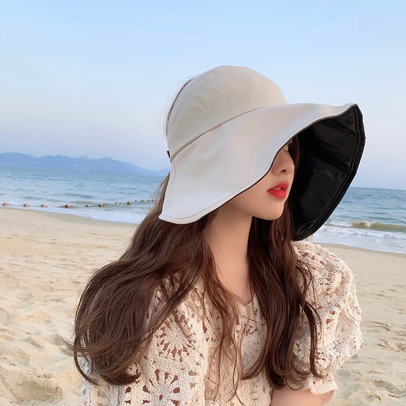 Панама женская летняя с большими полями и защитой от ультрафиолета шапка