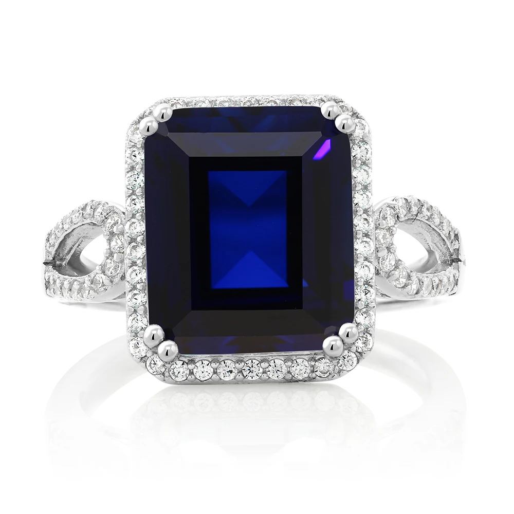 GemStoneKing 5 00 Ct восьмиугольное кольцо с искусственным сапфиром коктейльное 925 пробы