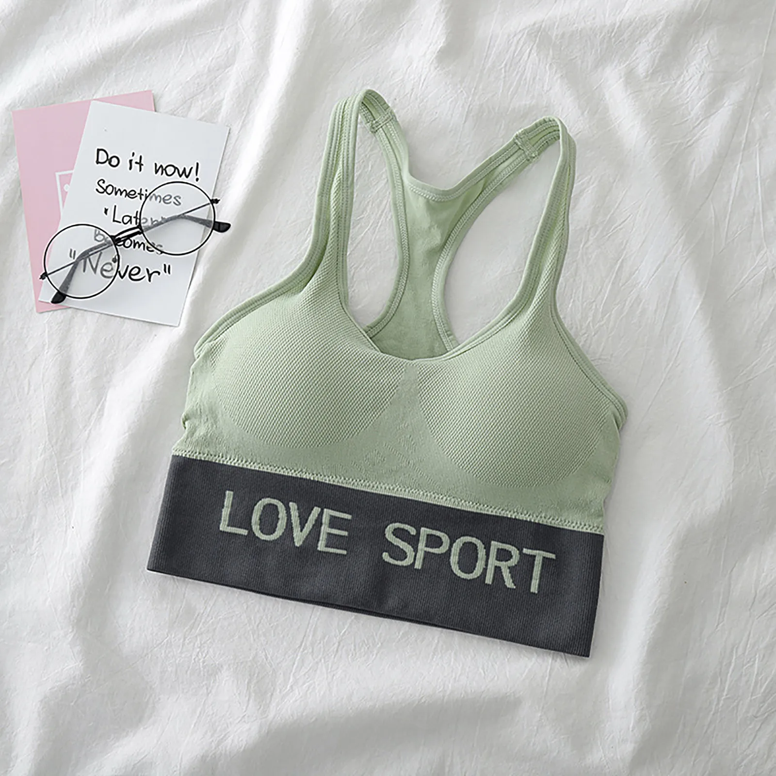

Vintage Crop Top Women's Tube Top Love Sport Women Fashion Casual Show Thin Yoga Underwear Vest